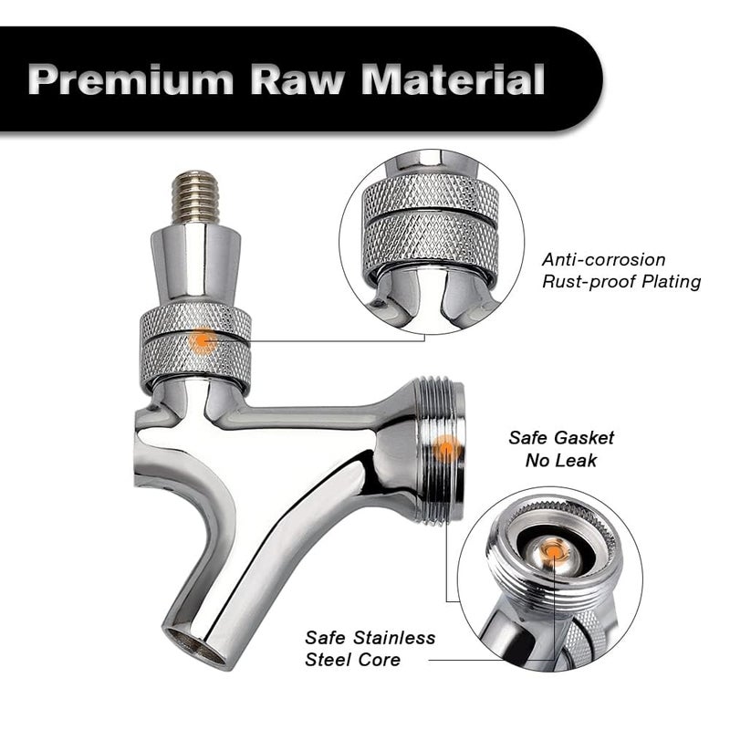 FERRODAY Stainless Steel Core Draft Beer Faucet Polished Brass Beer Faucet for Keg Tap Tower Beer Shank & Kegerator Beer Faucet Classic Beer Dispensing Tap Standard Faucet Tap - Image 2